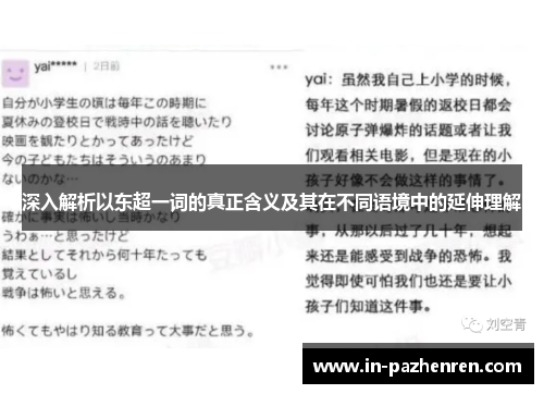 深入解析以东超一词的真正含义及其在不同语境中的延伸理解 深入解析以东超一词的真正含义及其在不同语境中的延伸理解